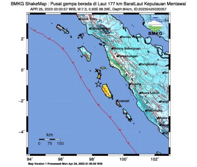 Gempa 7.3 Magnitudo Guncang Kepulauan Mentawai