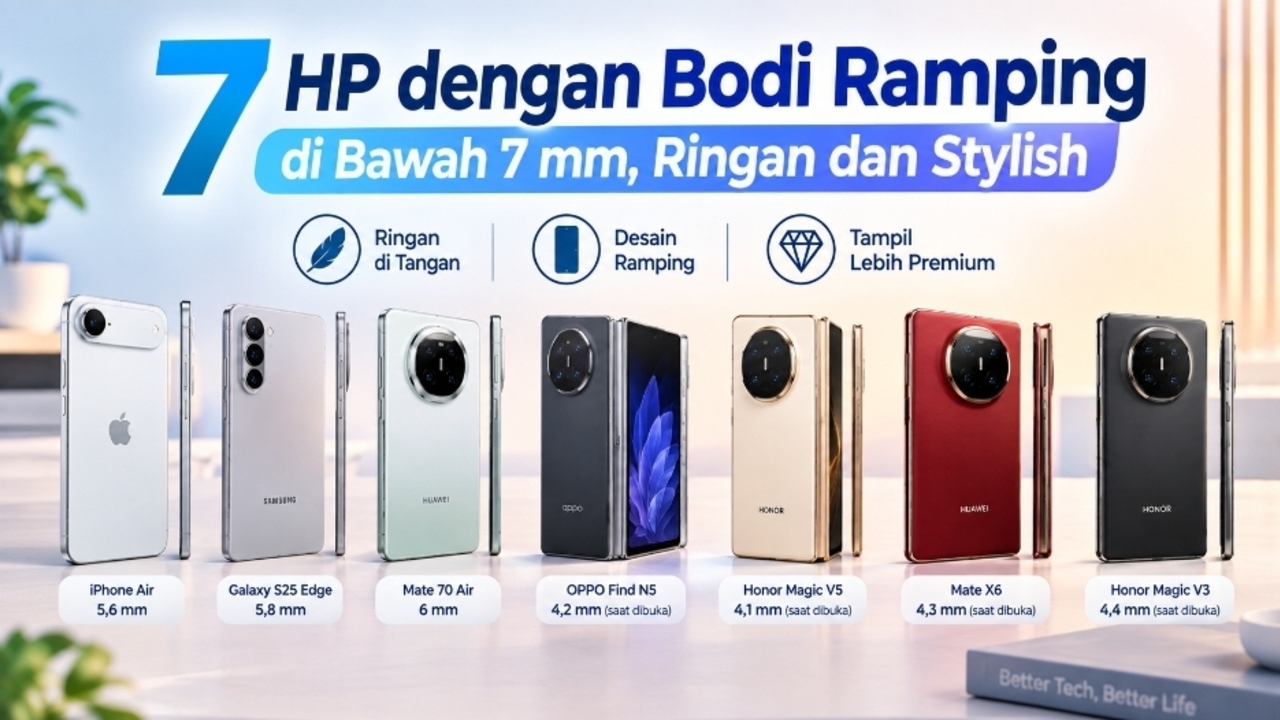 7 HP dengan Bodi Ramping di Bawah 7 mm, Ringan dan Stylish