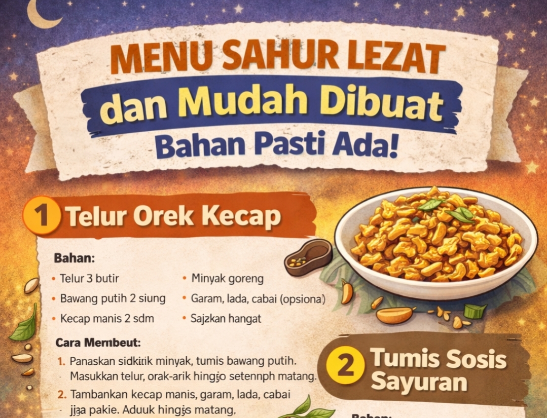 Menu Sahur Lezat, Praktis dan Bahan Mudah Didapat: Dijamin Bikin Semangat Puasa!