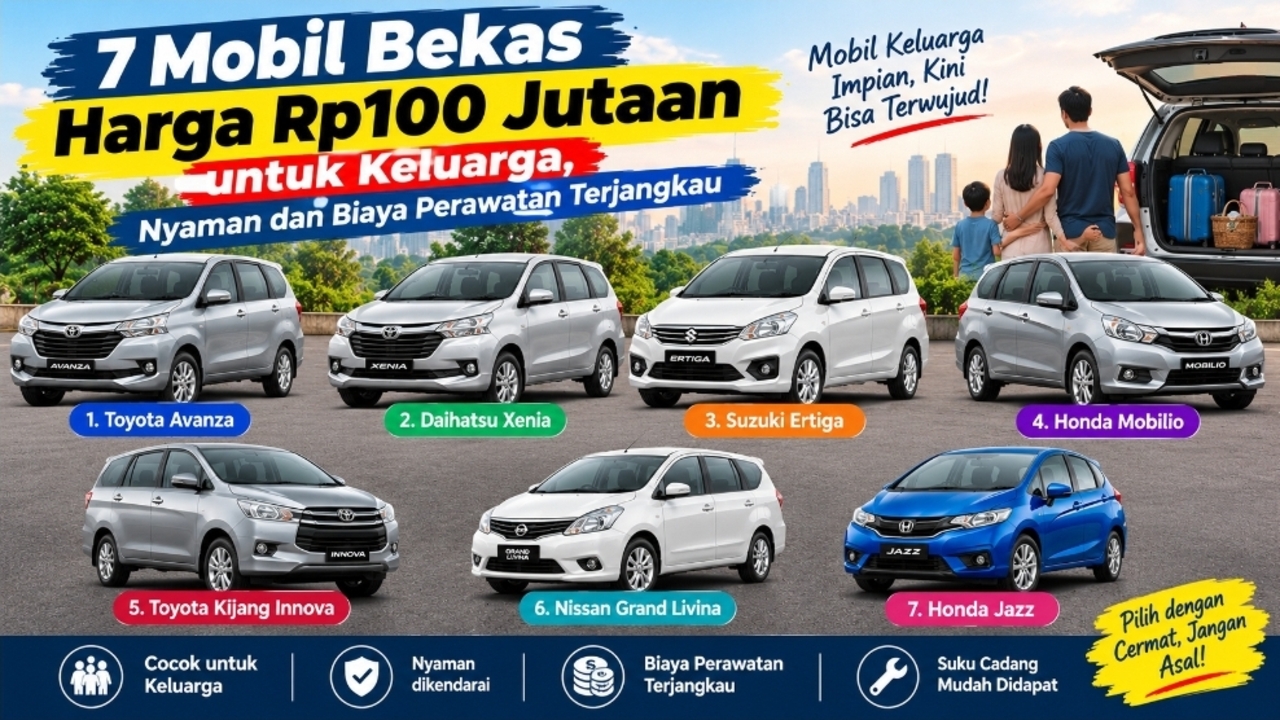 7 Mobil Bekas Harga Rp100 Jutaan untuk Keluarga, Nyaman dan Biaya Perawatan Terjangkau