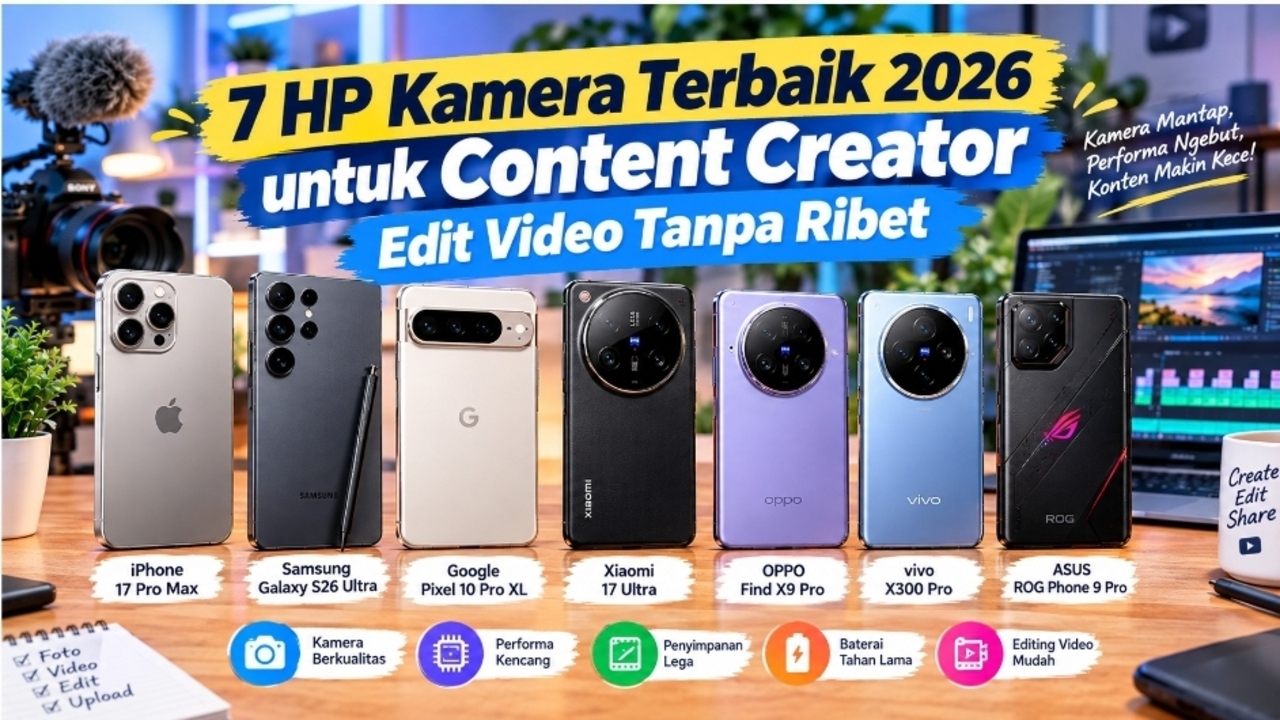 7 HP Kamera Terbaik 2026 untuk Content Creator, Edit Video Tanpa Ribet