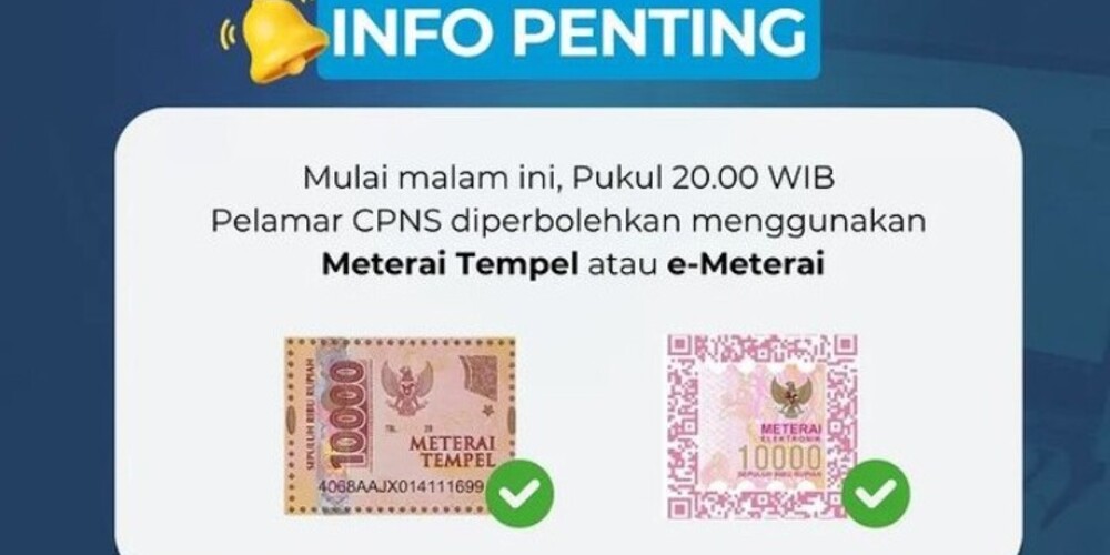 Kehabisan E-Meterai? Pemerintah Perbolehkan Pelamar CPNS 2024 Menggunakan Meterai Tempel