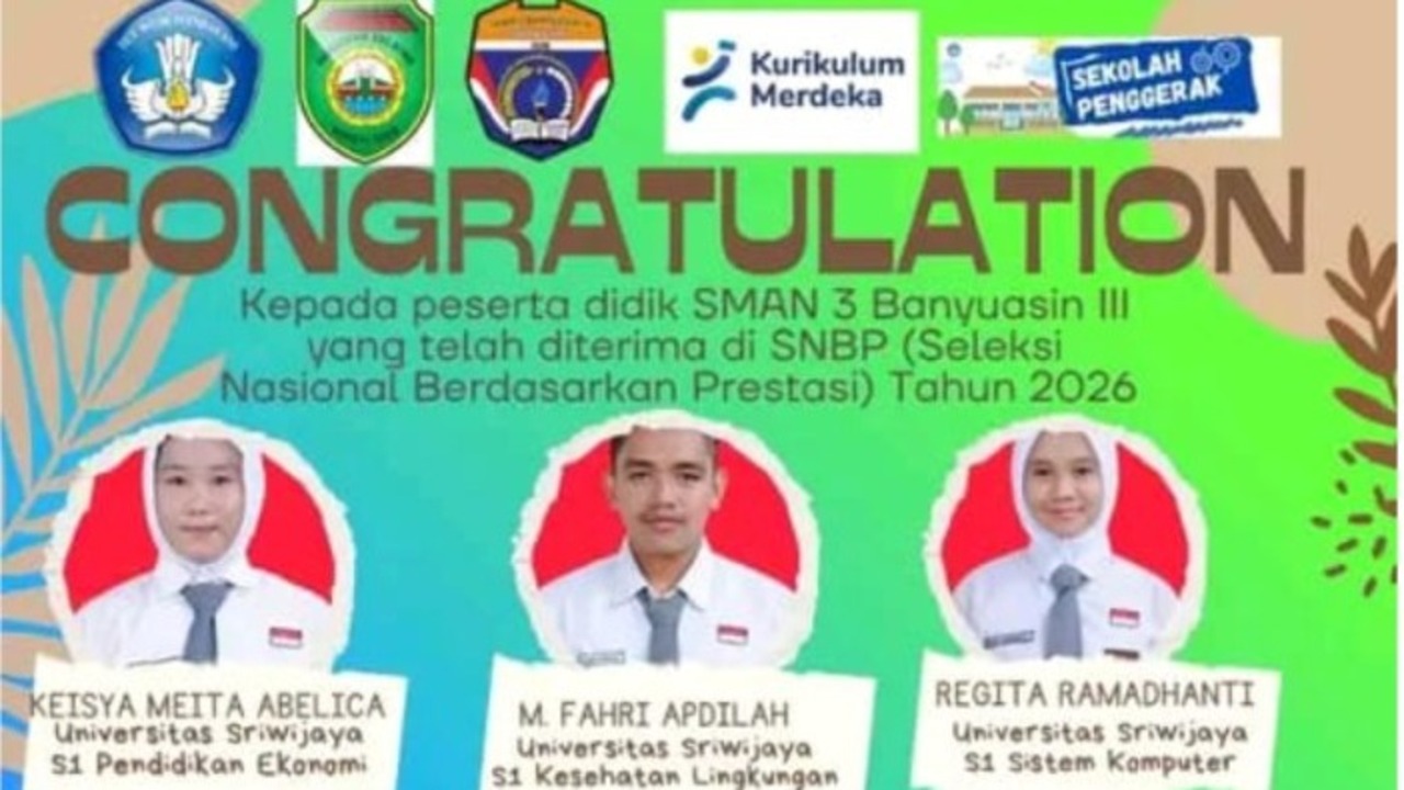Tembus Perguruan Tinggi Negeri Impian,14 Murid SMAN 3 Banyuasin III Lulus SNBP