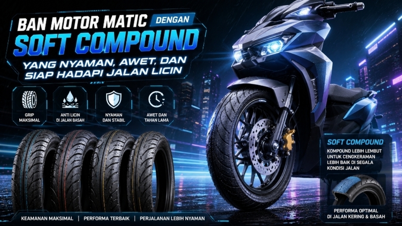 7 Ban Motor Matic dengan Soft Compound yang Nyaman, Awet, dan Siap Hadapi Jalan Licin