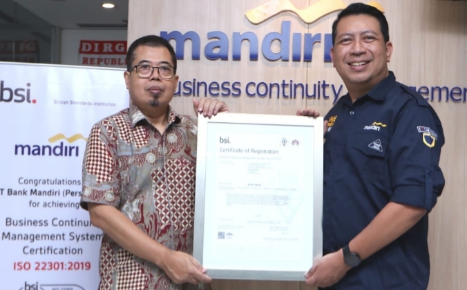 Raih ISO 22301, Bank Mandiri Pastikan Kehandalan Operasional Bisnis Berstandar Internasional dan Prinsip ESG