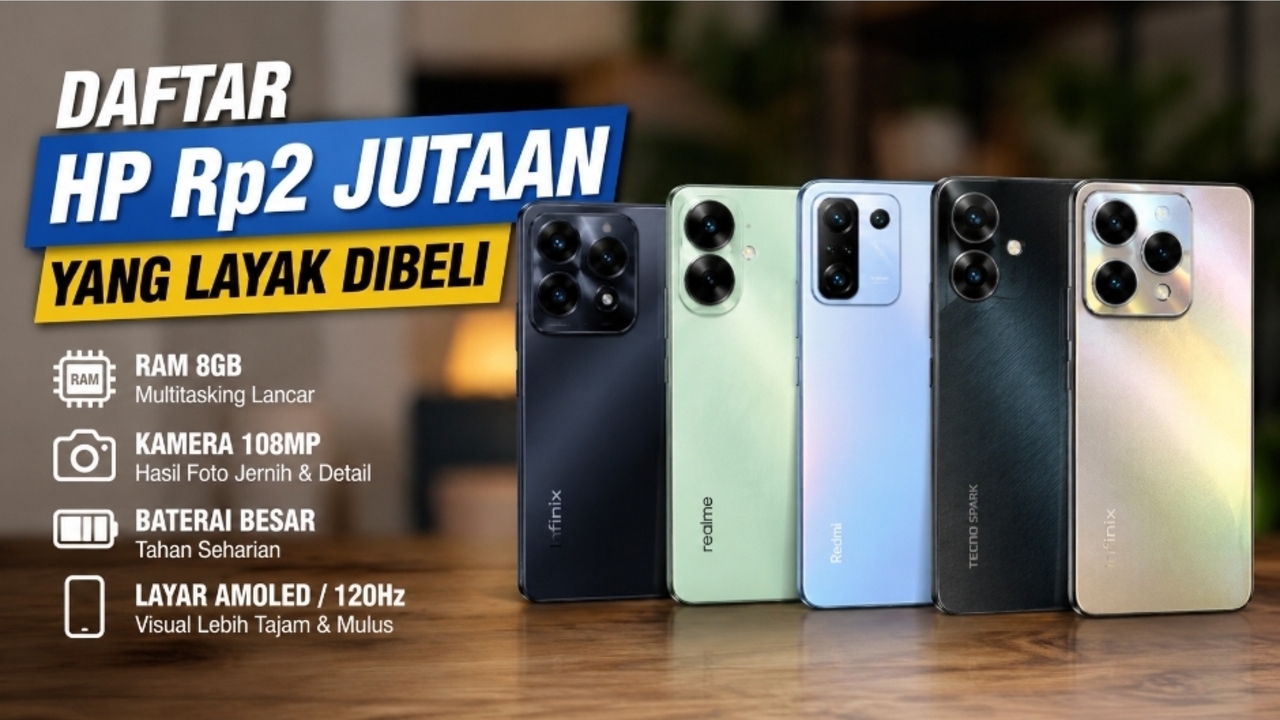 RAM 8GB, Kamera 108MP! Ini Daftar HP Rp2 Jutaan yang Layak Dibeli