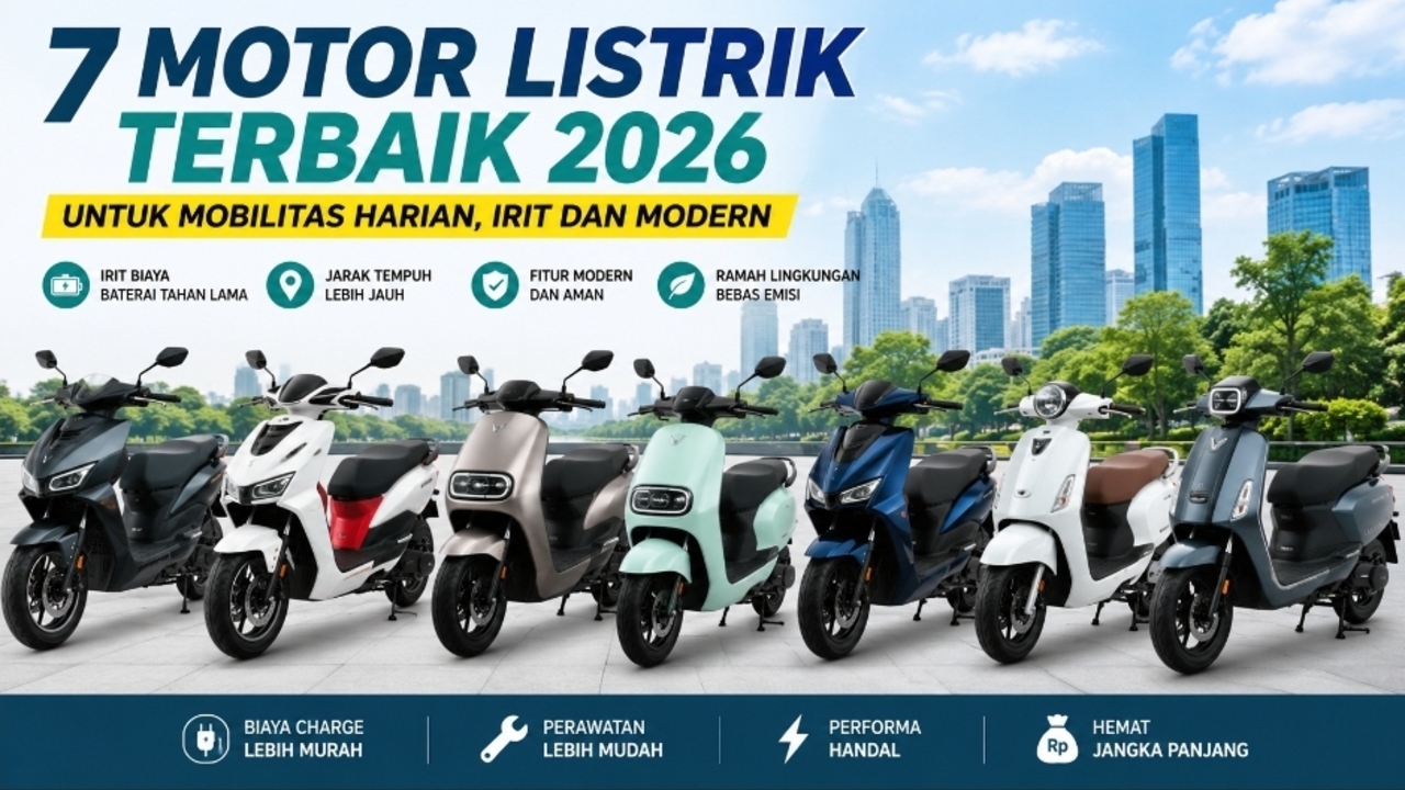 7 Motor Listrik Terbaik 2026 untuk Mobilitas Harian, Irit dan Modern