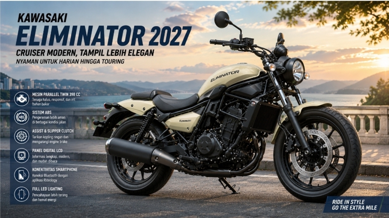 Kawasaki Eliminator 2027, Motor Cruiser Modern yang Kini Tampil Lebih Elegan