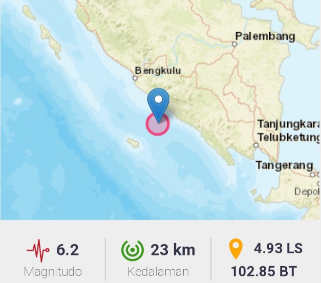 BREAKING NEWS: Bengkulu Diguncang Gempa 6.2 Magnitudo