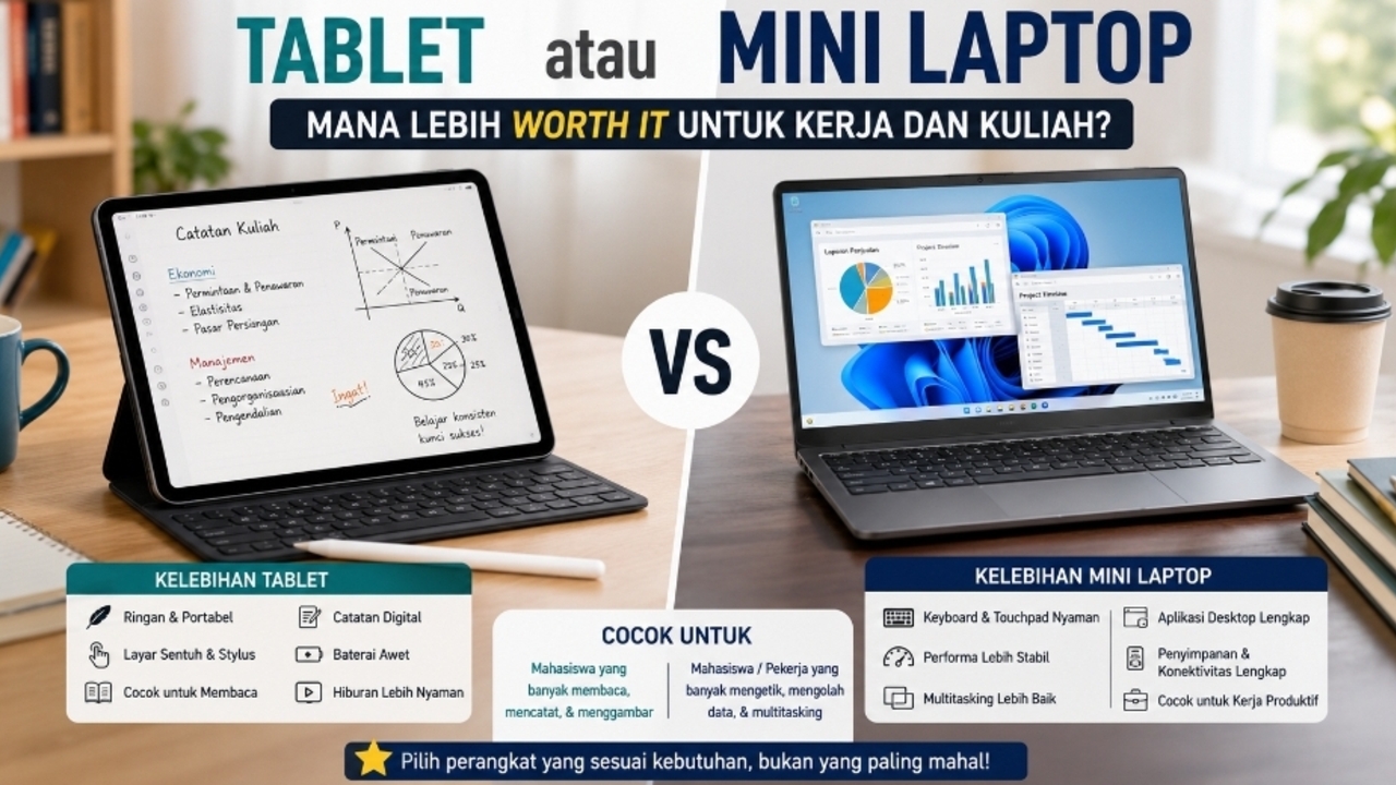 Tablet atau Mini Laptop, Mana Lebih Worth It untuk Kerja dan Kuliah?