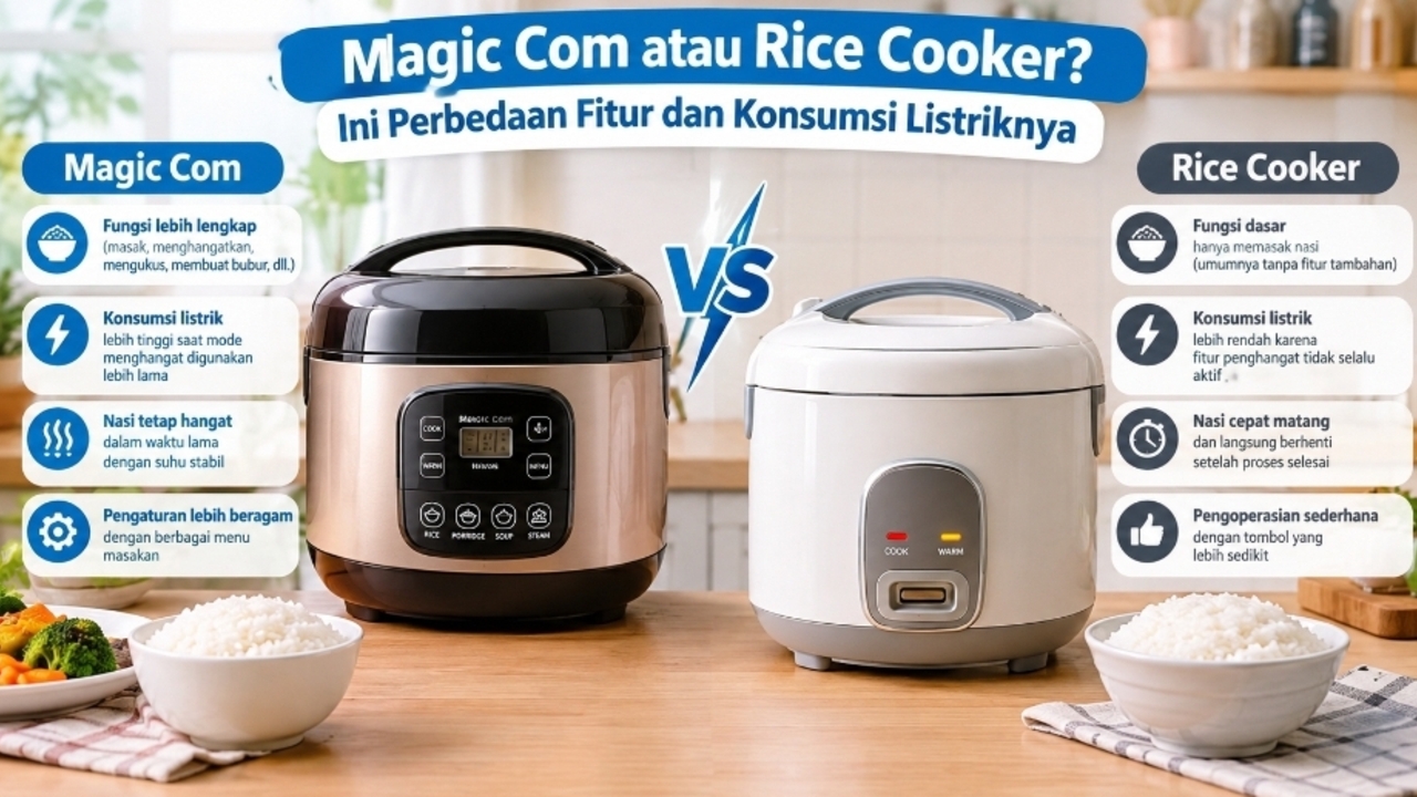 Magic Com atau Rice Cooker? Simak Perbedaan Fitur dan Konsumsi Listriknya