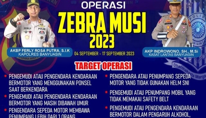 Besok, Operasi Zebra Musi Digelar, Ini 7 Bentuk Pelanggaran yang Bakal Ditindak