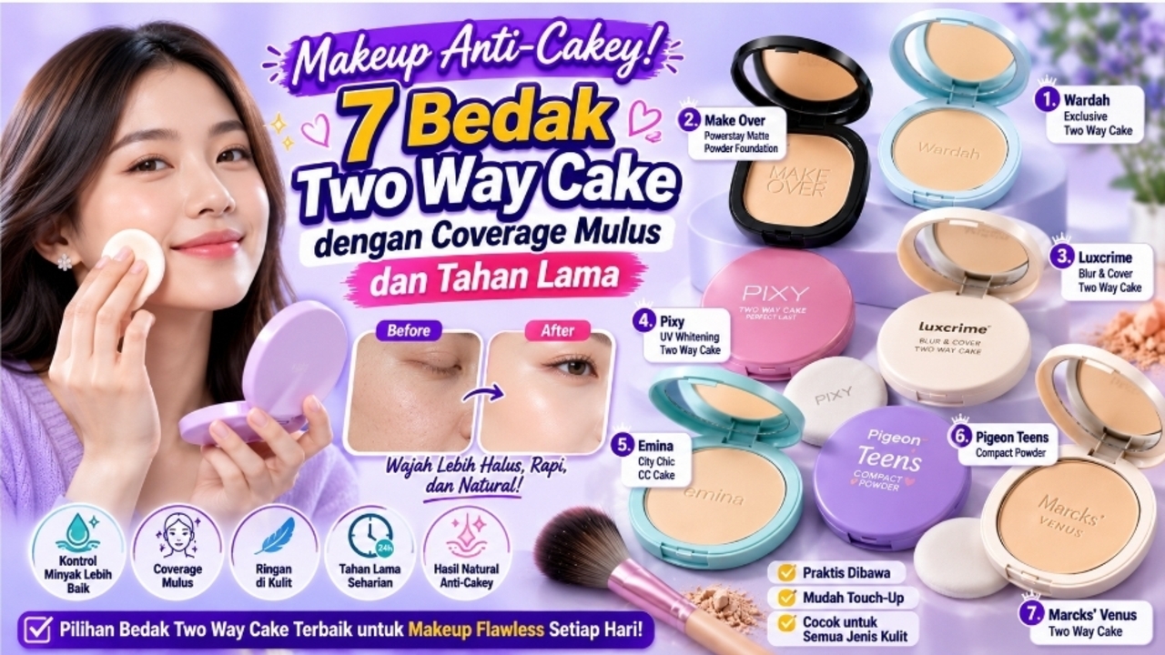 Makeup Anti-Cakey! 7 Bedak Two Way Cake dengan Coverage Mulus dan Tahan Lama