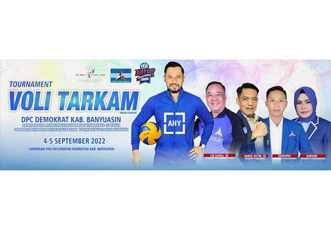 Meriahkan HUT Partai Demokrat, DPC Demokrat Banyuasin Geber Turnamen Bola Volly AHY CUP 2022