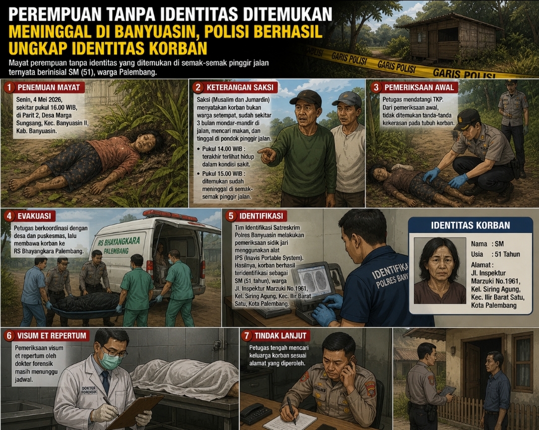 Perempuan Tanpa Identitas Ditemukan Meninggal di Banyuasin, Polisi Berhasil Ungkap Identitas Korban