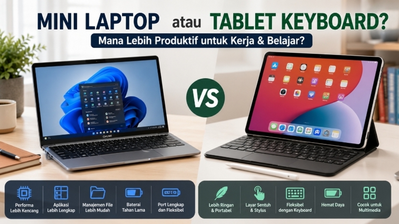 Mini Laptop atau Tablet Keyboard? Ini Perbandingan untuk Kerja dan Kuliah