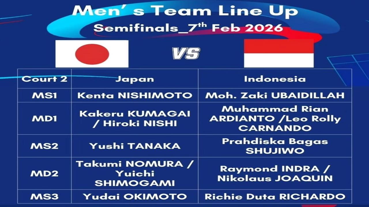 Perebutan Tiket Final! Line Up Lengkap Indonesia vs Jepang di Semifinal BATC 2026