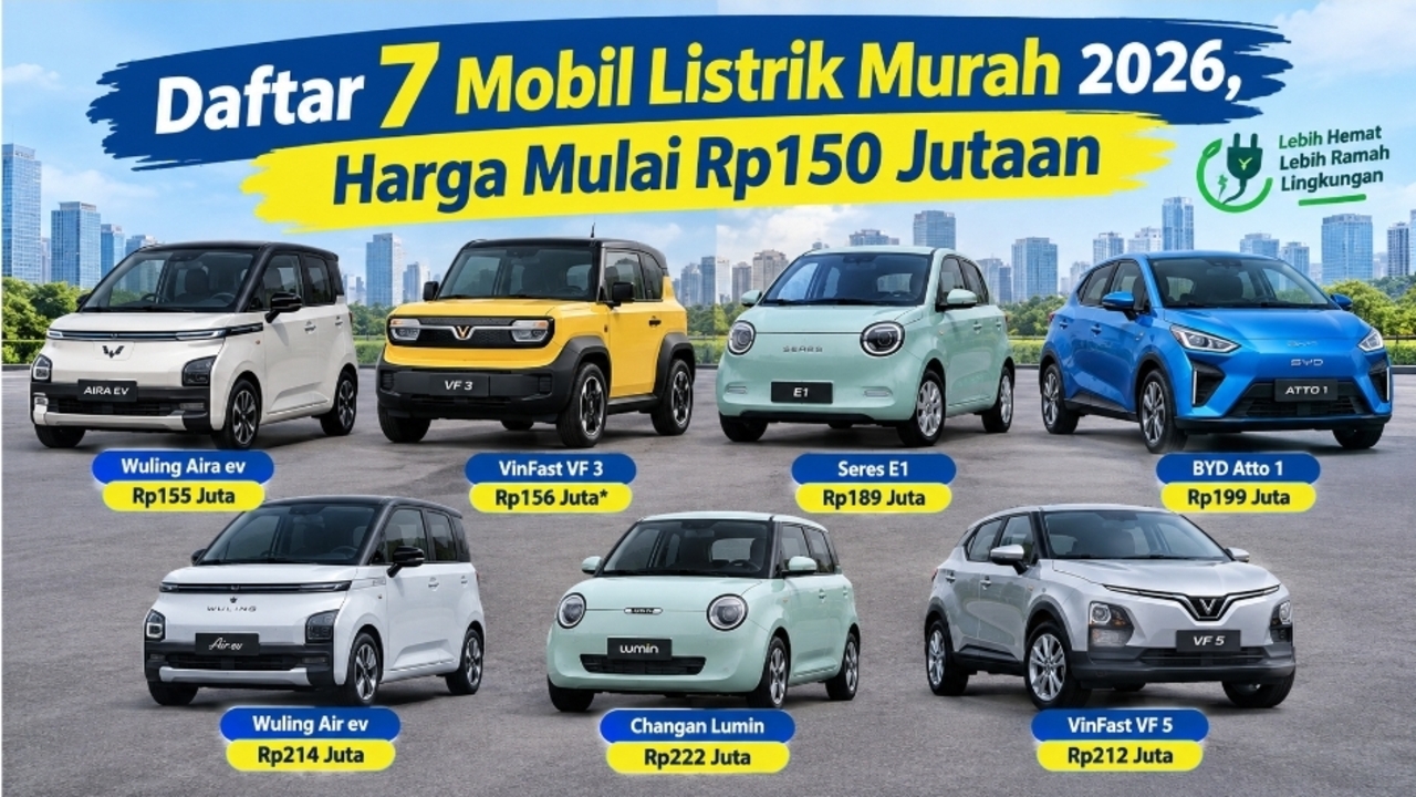Daftar 7 Mobil Listrik Murah 2026, Harga Mulai Rp150 Jutaan