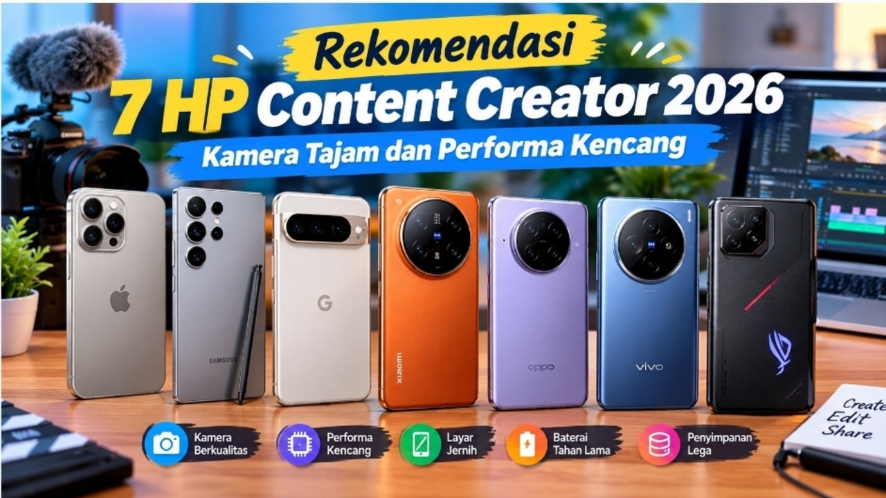 Rekomendasi 7 HP Content Creator 2026, Kamera Tajam dan Performa Kencang