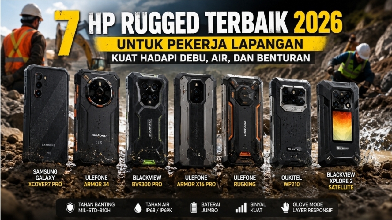 7 HP Rugged Terbaik 2026 untuk Pekerja Lapangan, Kuat Hadapi Debu, Air, dan Benturan
