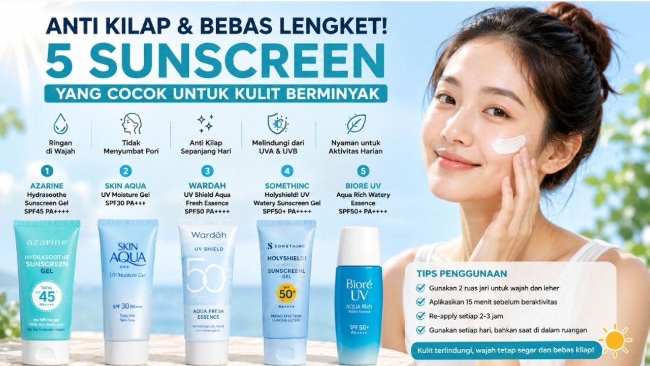 Anti Kilap dan Bebas Lengket! Ini 5 Sunscreen yang Cocok untuk Kulit Berminyak