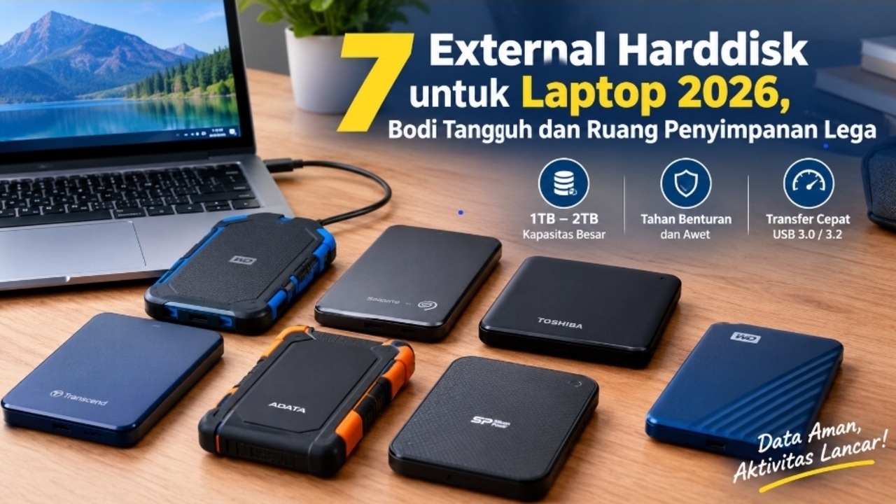 7 External Harddisk untuk Laptop 2026, Bodi Tangguh dan Ruang Penyimpanan Lega