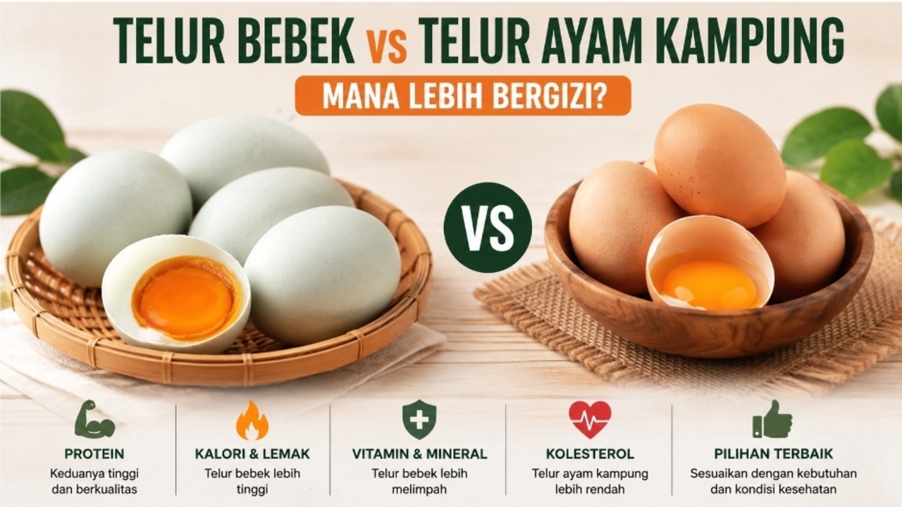 Telur Bebek vs Telur Ayam Kampung: Adu Protein, Vitamin, Kolesterol, dan Manfaatnya