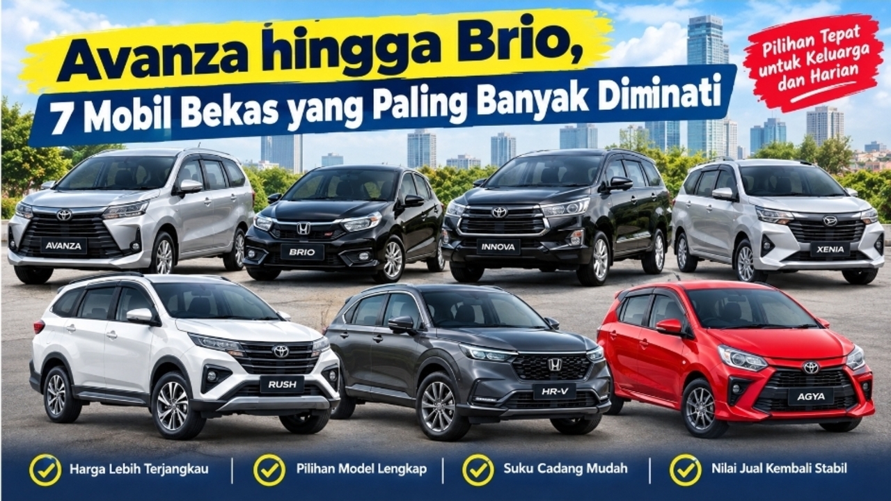 Avanza hingga Brio, 7 Mobil Bekas yang Paling Banyak Diminati