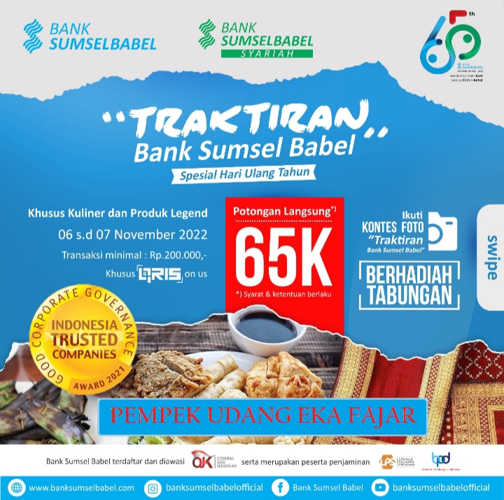 Traktiran Bank Sumsel Babel, Makan di Tempat Ini Dapatkan Potongan Rp 65.000