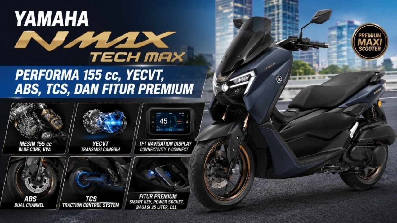 Yamaha NMAX Tech MAX: Performa 155 cc, YECVT, ABS, TCS, dan Fitur Premium