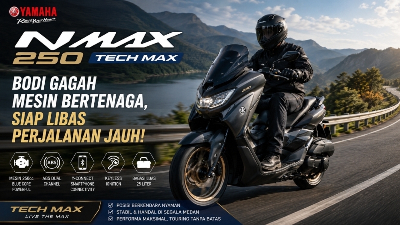 Bodi Gagah dan Mesin Bertenaga, Yamaha NMAX 250 Tech Max Siap Libas Perjalanan Jauh