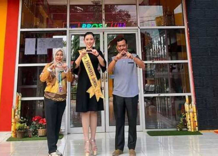 Sosialisasi CBP, Finalis Duta Pariwisata Sumsel Hadir di SMPN 1 Banyuasin III