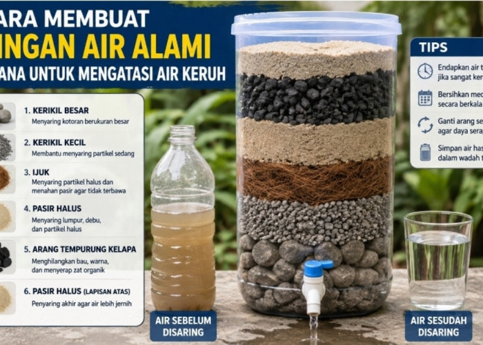 Cara Membuat Saringan Air Alami Sederhana untuk Mengatasi Air Keruh, Bau, dan Berwarna Kuning