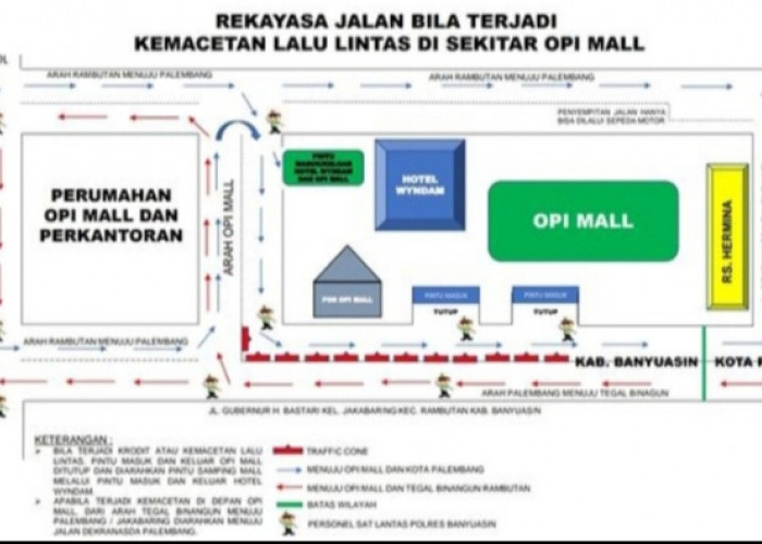 Antisipasi Kemacetan di Seputaran Opi Mal, Satlantas Polres Banyuasin Lakukan Ini