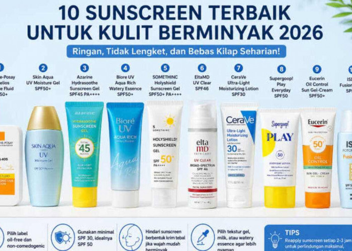 10 Sunscreen Terbaik untuk Kulit Berminyak 2026, Wajah Tetap Matte dan Bebas Kilap Seharian!