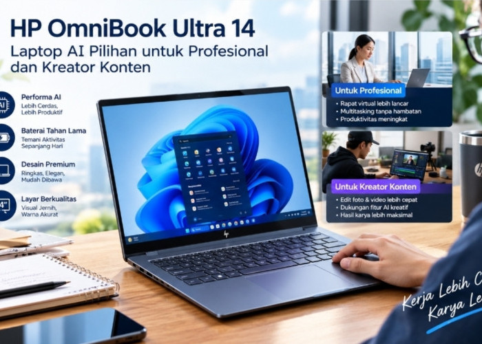 HP OmniBook Ultra 14 Jadi Pilihan Laptop AI, Cocok untuk Profesional dan Kreator Konten