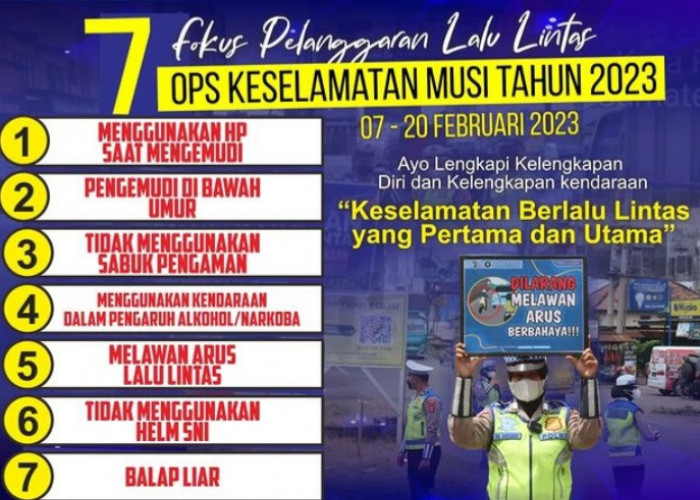 Operasi Keselamatan Musi 2023, Fokus 7 Jenis Pelanggaran Ini 