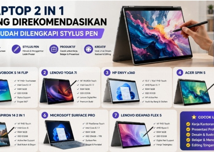 7 Laptop 2 in 1 Paling Direkomendasikan Sudah Dilengkapi Stylus Pen, Fleksibel untuk Kerja dan Kreativitas