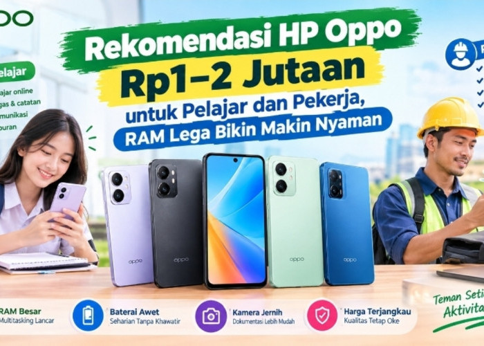 Rekomendasi HP Oppo Rp1–2 Jutaan untuk Pelajar dan Pekerja, RAM Lega Bikin Makin Nyaman