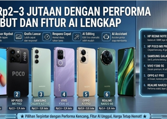 7 HP Rp2–3 Jutaan dengan Performa Ngebut dan Fitur AI Lengkap