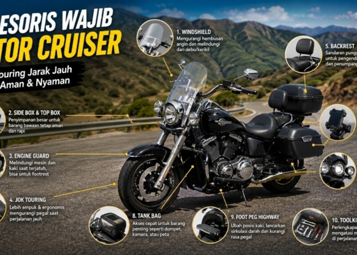 Touring Anti Pegal! Deretan Aksesoris Motor Cruiser yang Wajib Dimiliki Pengendara