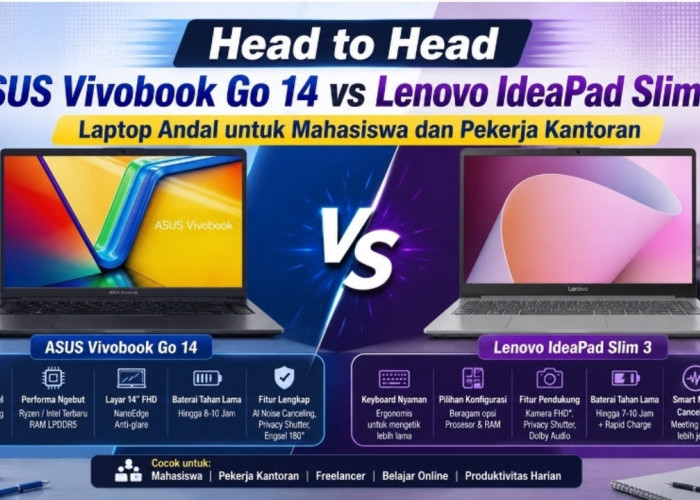 Head to Head ASUS Vivobook Go 14 vs Lenovo IdeaPad Slim 3, Laptop Andal untuk Mahasiswa dan Pekerja Kantoran