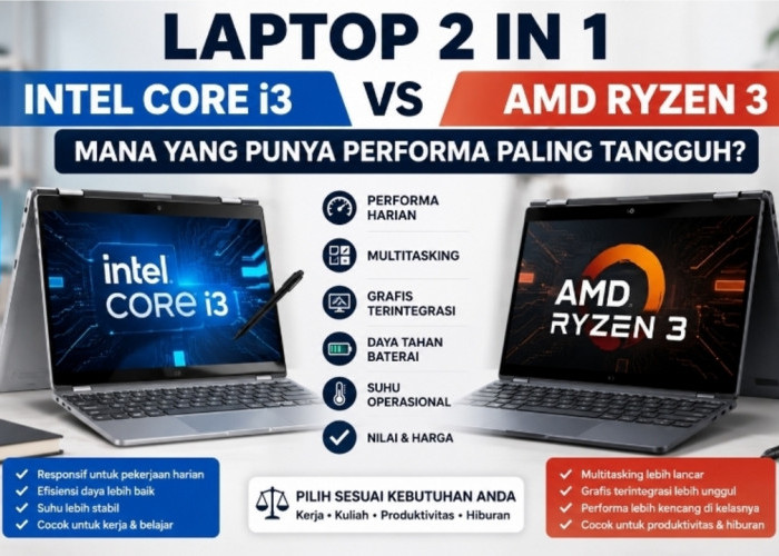 Adu Kencang Laptop 2 in 1 Intel Core i3 vs AMD Ryzen 3, Mana yang Lebih Layak Dibeli pada 2026?