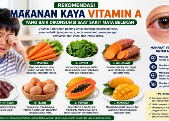 Mata Sedang Merah atau Belekan? Ini Rekomendasi Makanan Kaya Vitamin A yang Baik Dikonsumsi