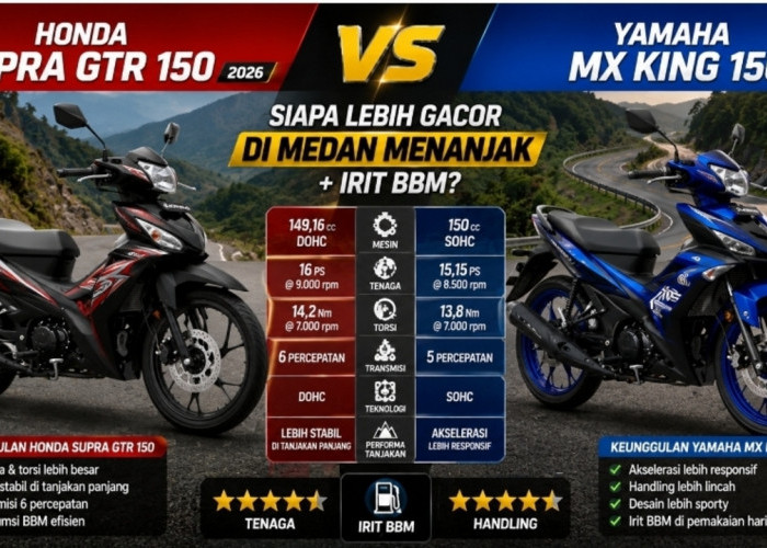 Perang Motor Bebek 150 cc! Honda Supra GTR 150 vs Yamaha MX King 150, Mana Lebih Tangguh di Tanjakan?