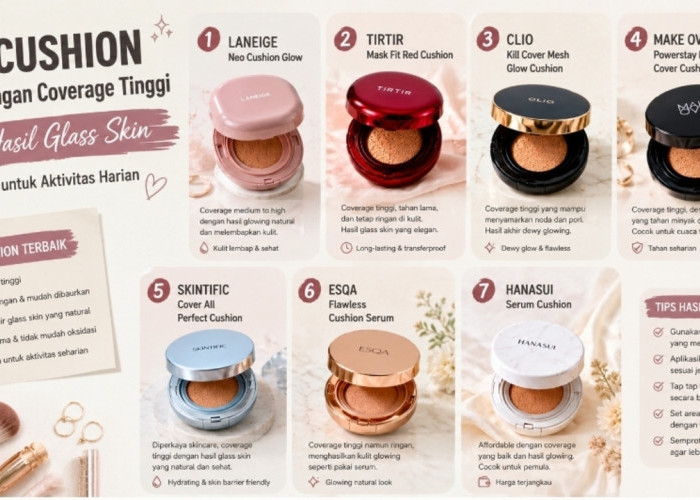 7 Cushion dengan Coverage Tinggi dan Hasil Glass Skin, Cocok untuk Aktivitas Harian