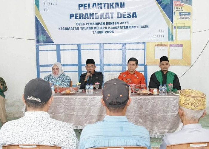 Pelantikan Perangkat Desa Persiapan Kenten Jaya, Camat Talang Kelapa Dorong Pelayanan Masyarakat Lebih Baik