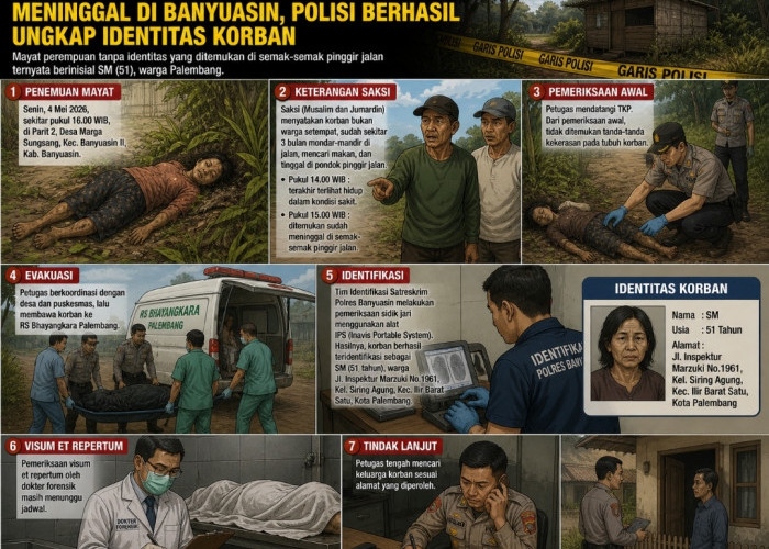 Perempuan Tanpa Identitas Ditemukan Meninggal di Banyuasin, Polisi Berhasil Ungkap Identitas Korban