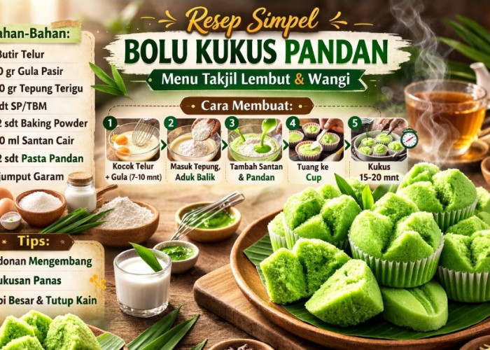 Resep Simpel Bolu Kukus Pandan, Menu Takjil Lembut dan Wangi yang Bikin Nagih