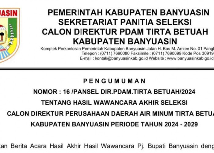 Pemkab Banyuasin Resmi Umumkan Dirut PDAM Tirta Betuah, Ini Sosoknya